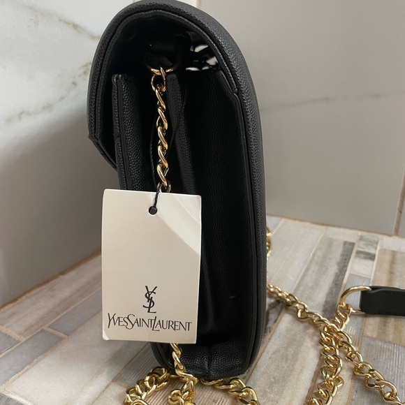 Luxury Quilted envelope Shoulder Bag Black chain strap crossbody - Picture 4 of 12